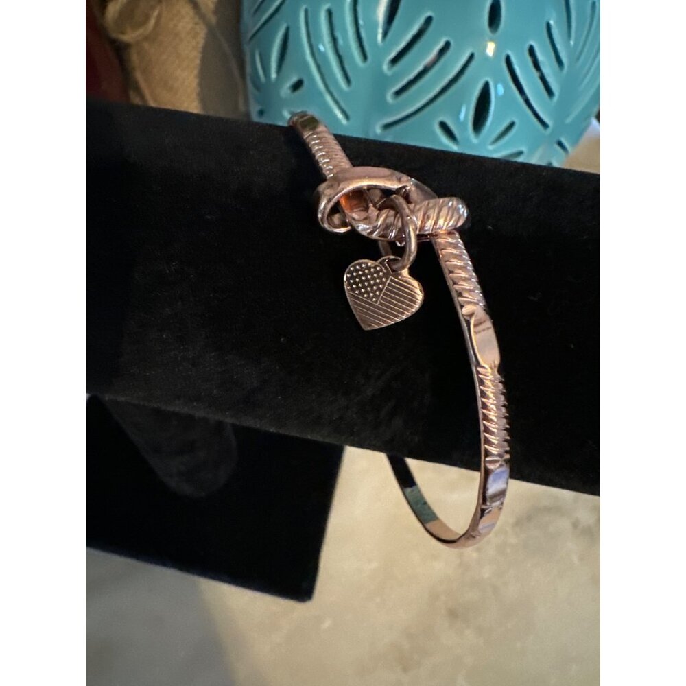 Copper-Plated American flag Heart Charm Bracelet Adjustable Bangle By Alex and A